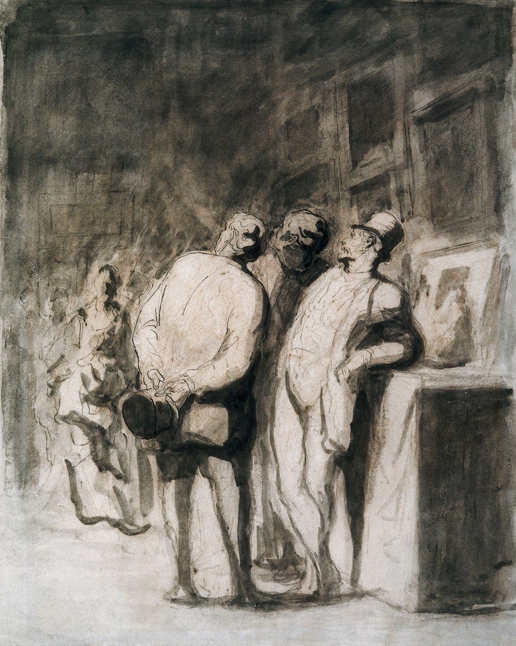 Os três conhecedores. Desenho de Honore Daumier (1808-1879), arte francesa, realismo do século XIX. Art Institute of Chicago (EUA). de Honoré Daumier