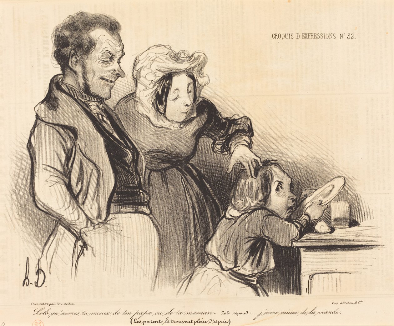 Lolo, de quem gostas mais, do teu papá ou da tua mamã... de Honoré Daumier