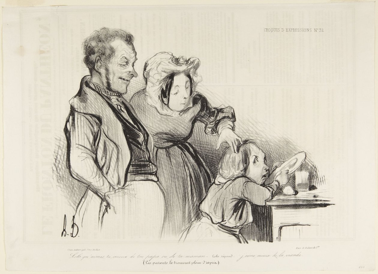 Lolo, de quem gostas mais, do teu pai ou da tua mãe ... de Honoré Daumier