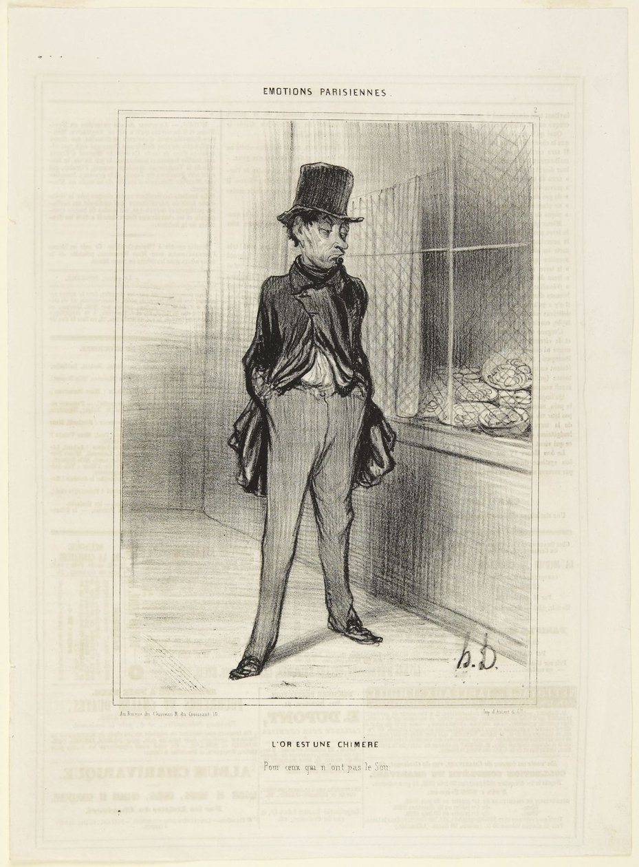 O ouro é uma quimera, número 2 da série «Emoções parisienses» de Le Charivari de Honoré Daumier