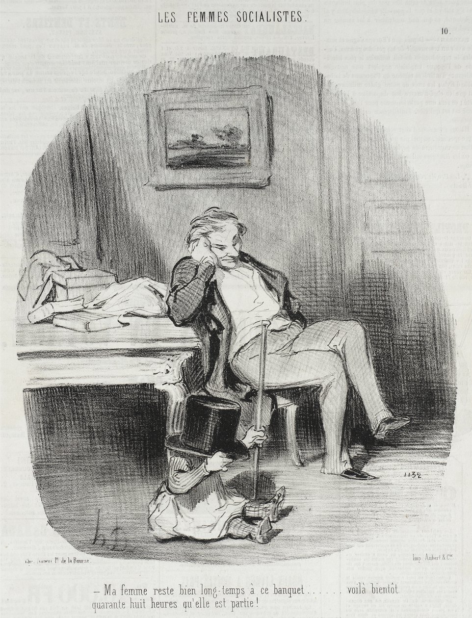 A minha mulher fica muito tempo neste banquete... de Honoré Daumier