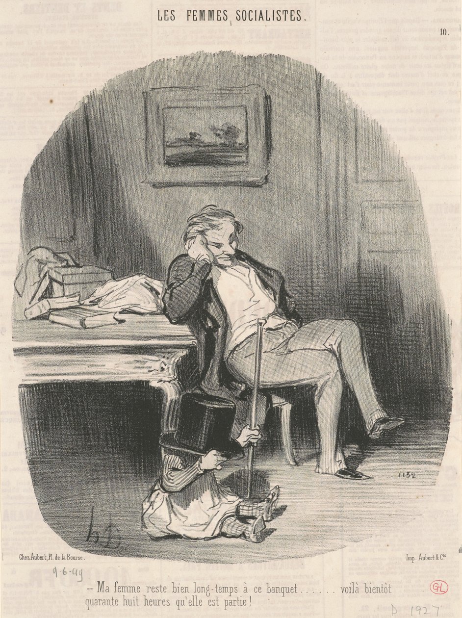 Minha esposa fica muito tempo neste banquete... de Honoré Daumier