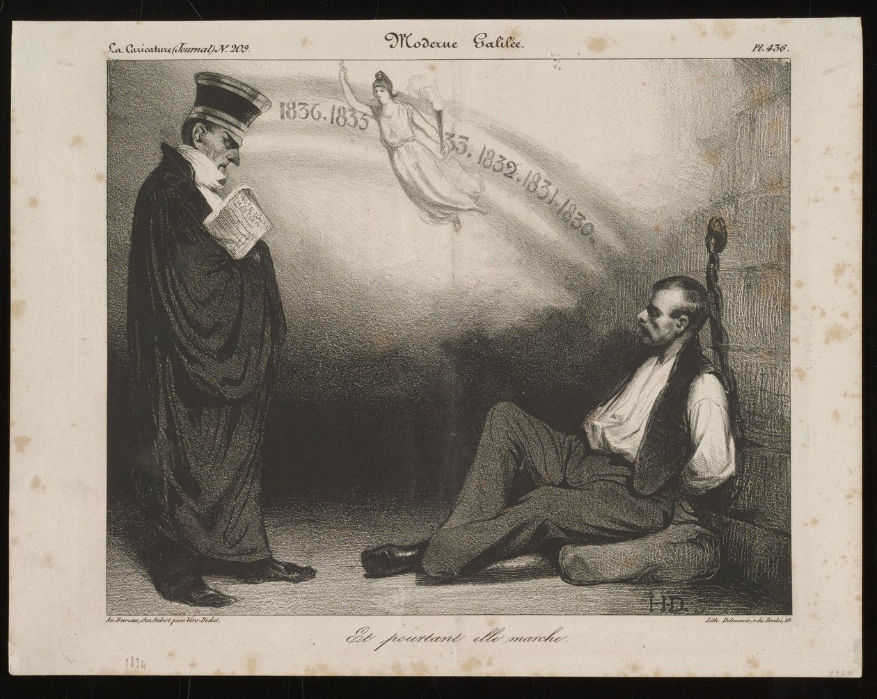 Galileu moderno, E, no entanto, funciona (de La Caricature) de Honoré Daumier