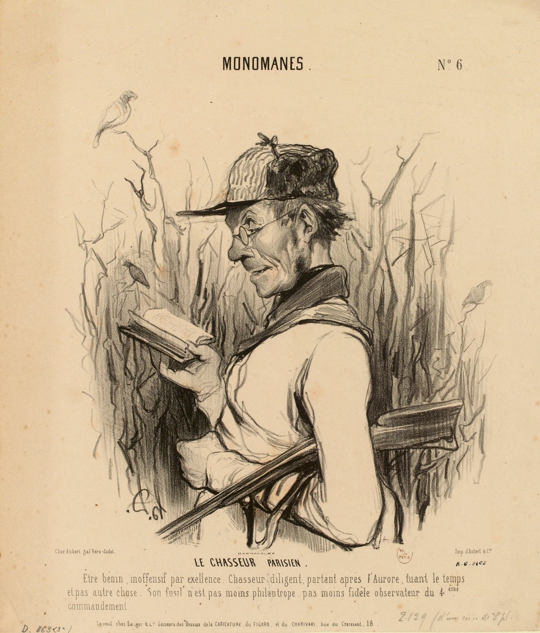 Monomaníacos n.º 6: O caçador parisiense. Um ser benigno, inofensivo por excelência... de Honoré Daumier