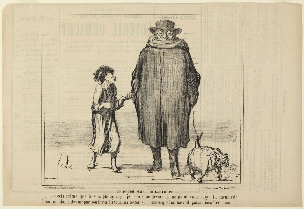 O senhor Prudhomme, filantropo, número 291 da série Actualités de Le Charivari de Honoré Daumier
