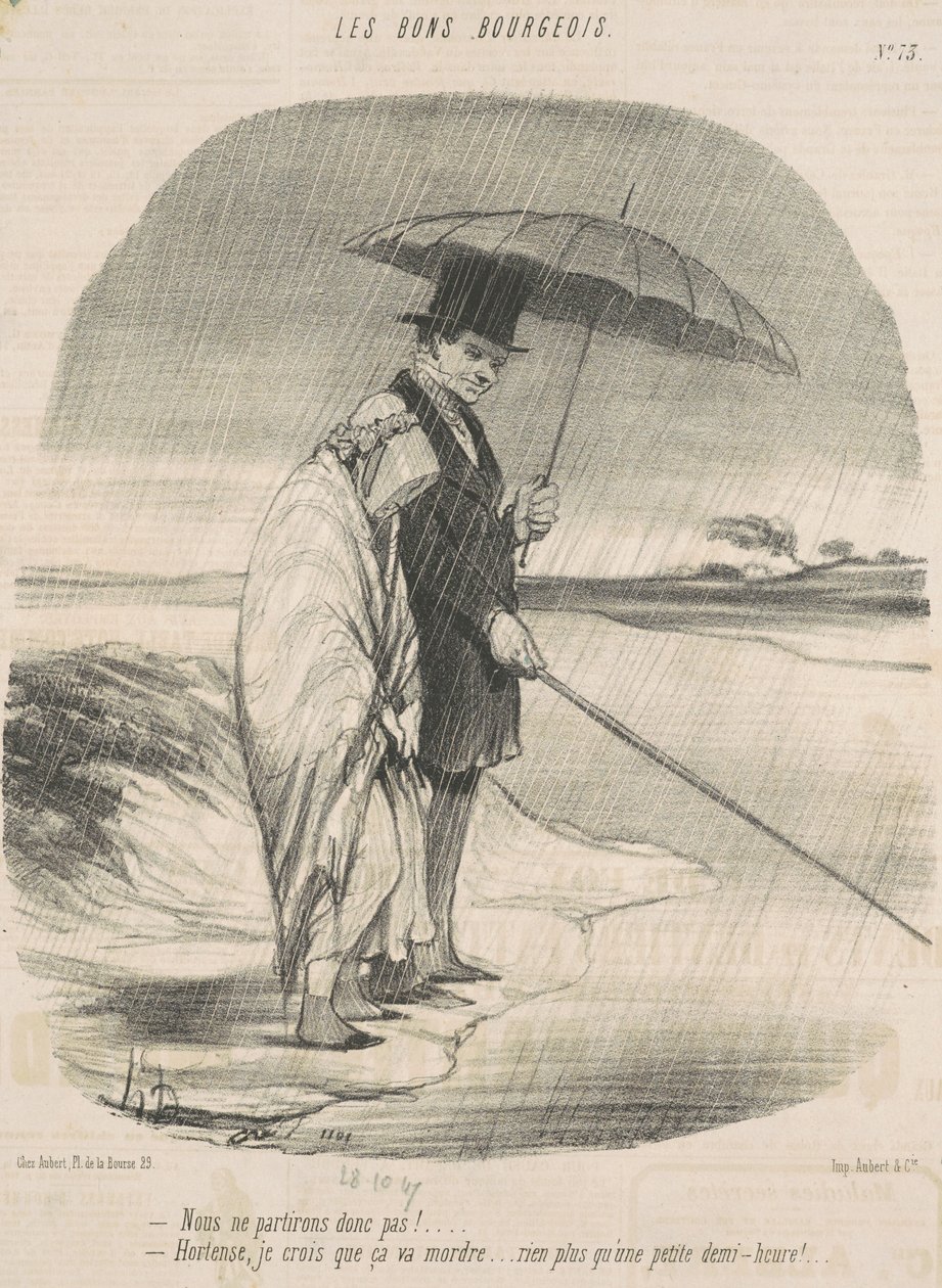Então não partiremos! - Hortense, creio que vai morder ... Nada mais do que uma meia hora! de Honoré Daumier