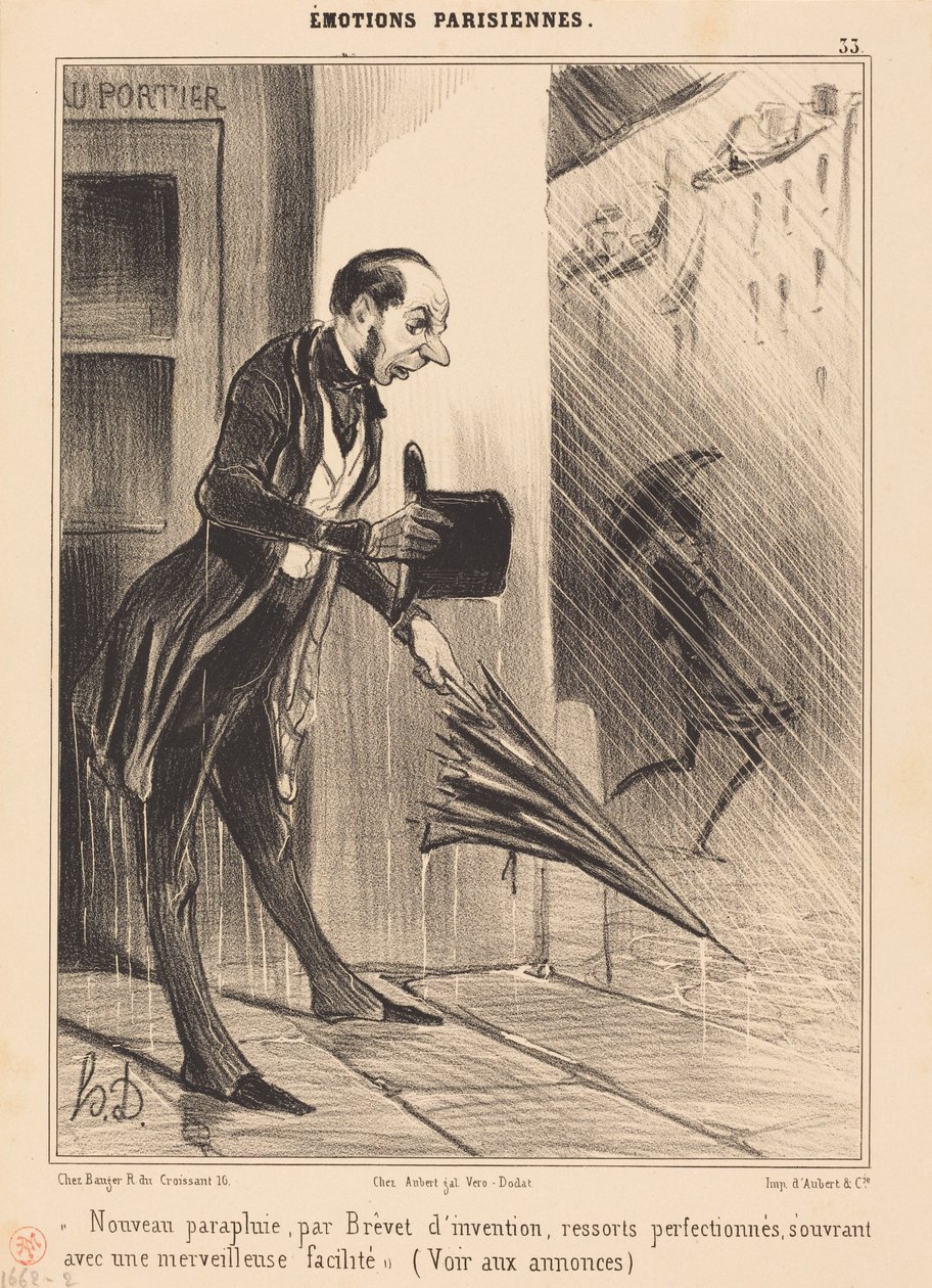 Novo guarda-chuva, patenteado... de Honoré Daumier