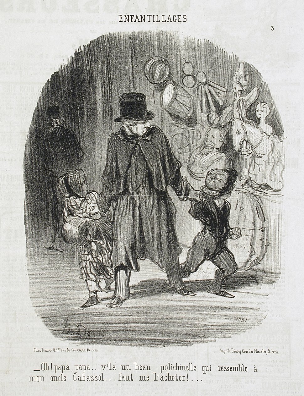 Oh! Papá, papá... ali está um belo Polichinelo... de Honoré Daumier