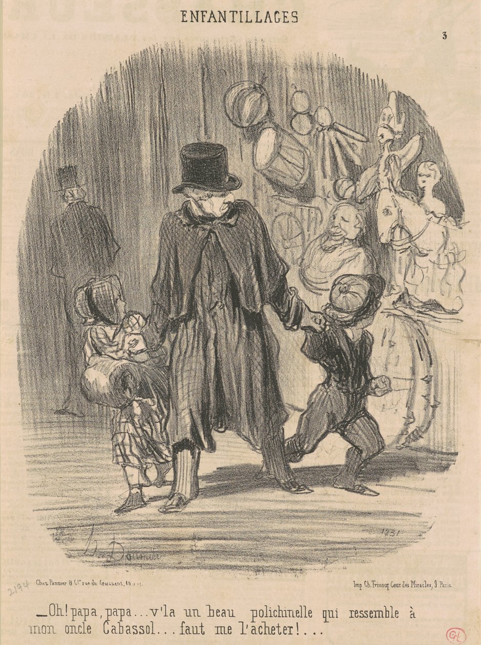 Oh! Papai, papai... aqui está um lindo... de Honoré Daumier