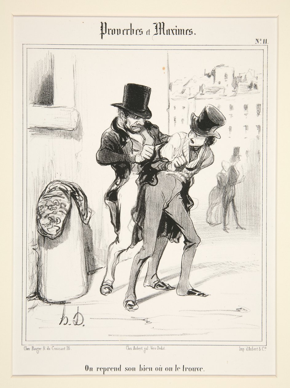 Recupera-se o que é nosso onde se encontra, prancha 11 de Provérbios e máximas de Honoré Daumier