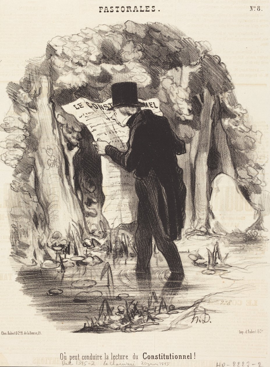 Aonde pode conduzir a leitura do Le Constitutionnel! de Honoré Daumier
