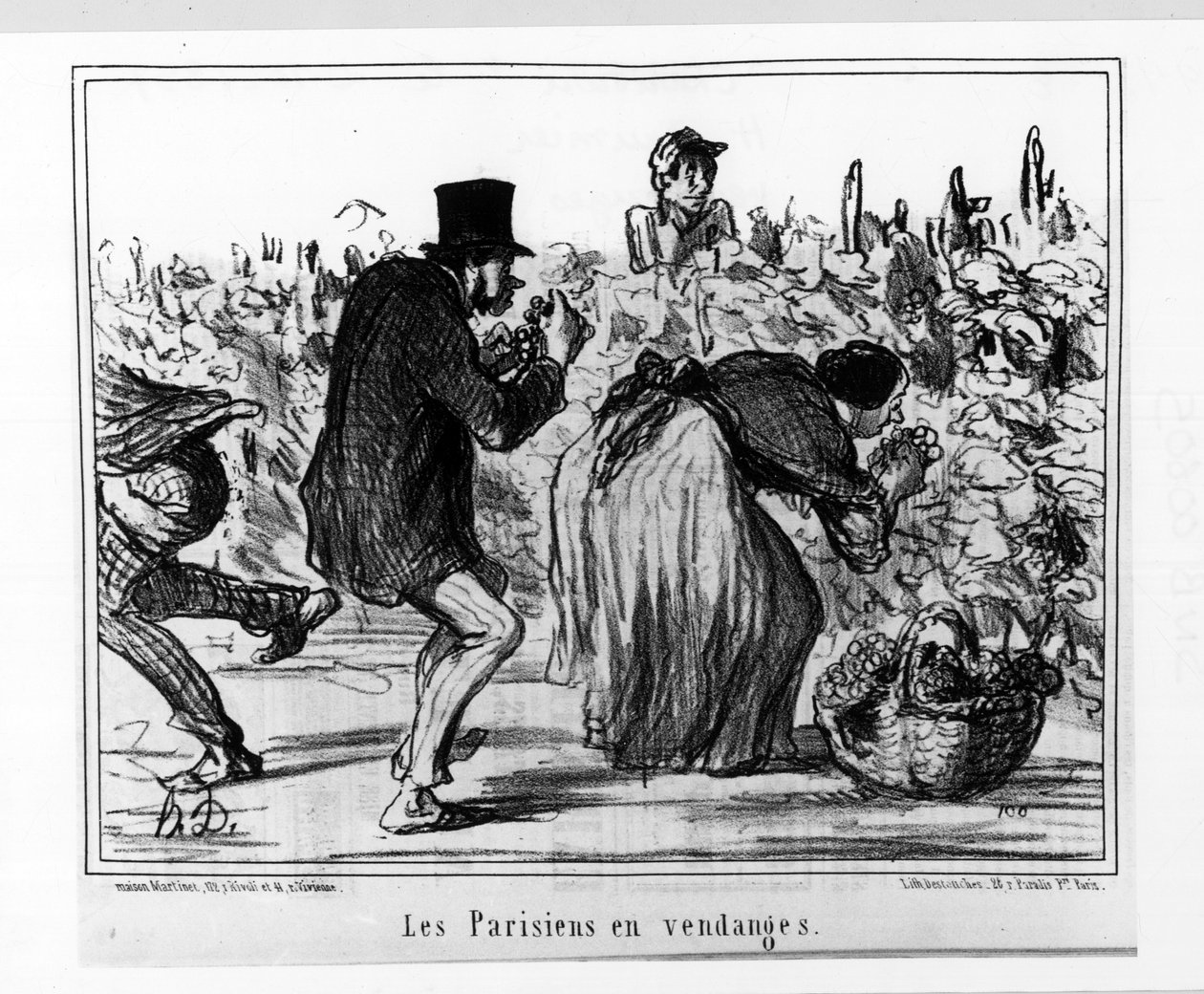 Esboços parisienses: Parisienses na colheita - por Daumier, em "Charivari" de 10/02/1857 de Honoré Daumier