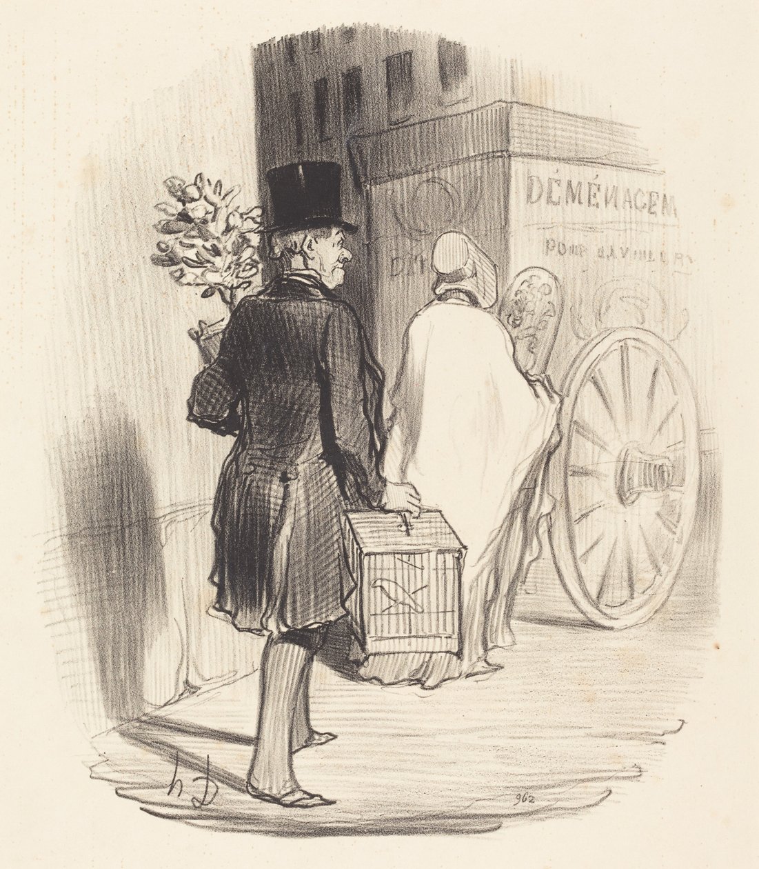 Parisiense transportando para outro bairro... de Honoré Daumier
