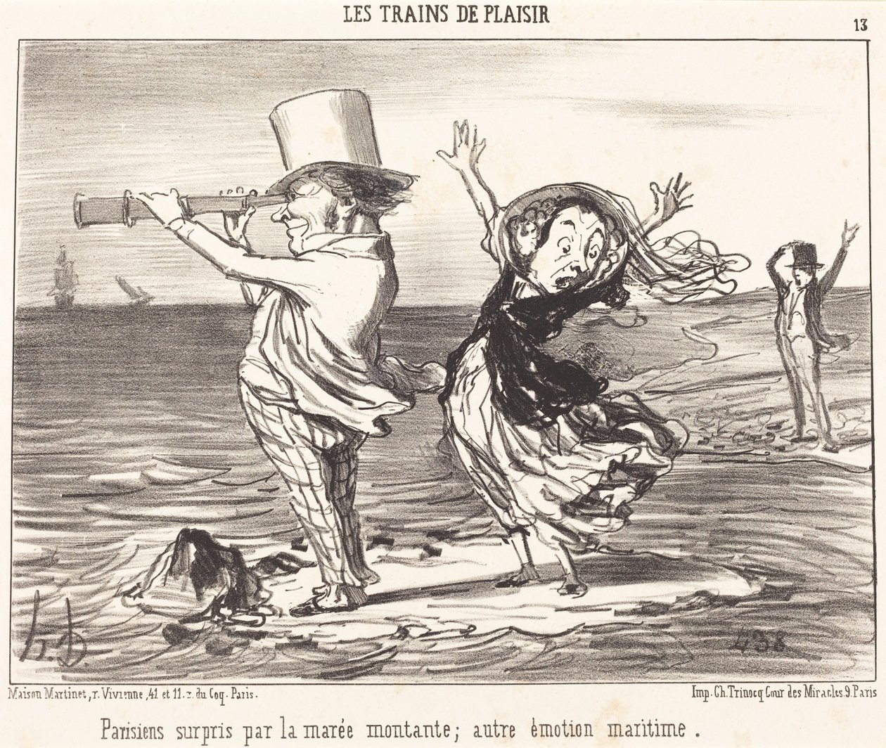 Parisienses surpreendidos pela maré... de Honoré Daumier