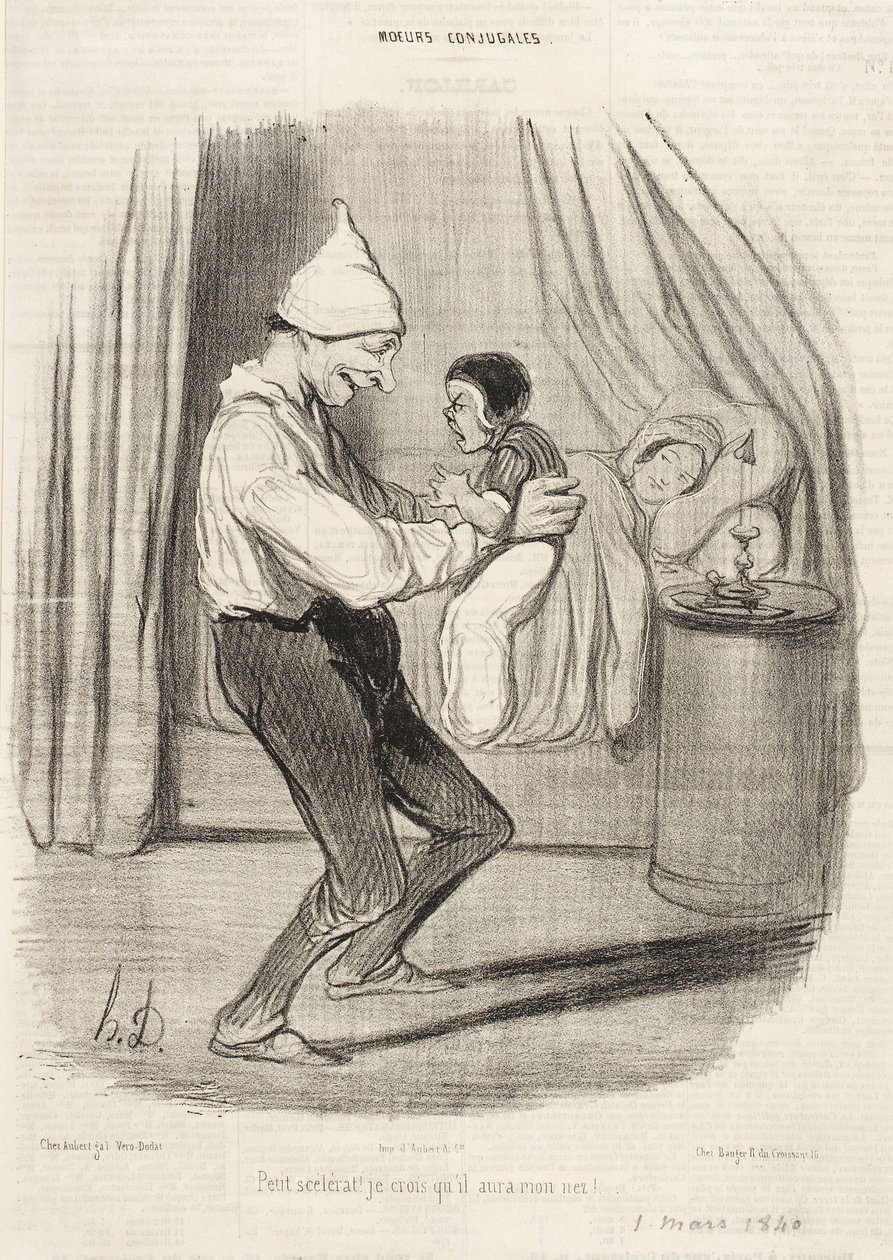 Pequeno patife! Creio que ficará com o meu nariz... de Honoré Daumier