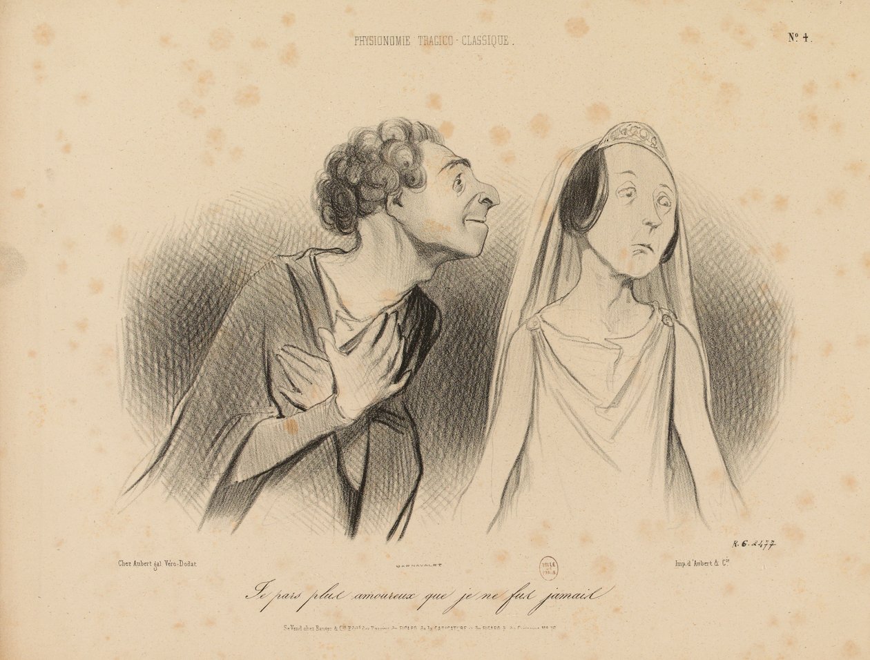 Fisionomias trágico-clássicas. Parto mais apaixonado do que alguma vez estive. N.º 4. de Honoré Daumier