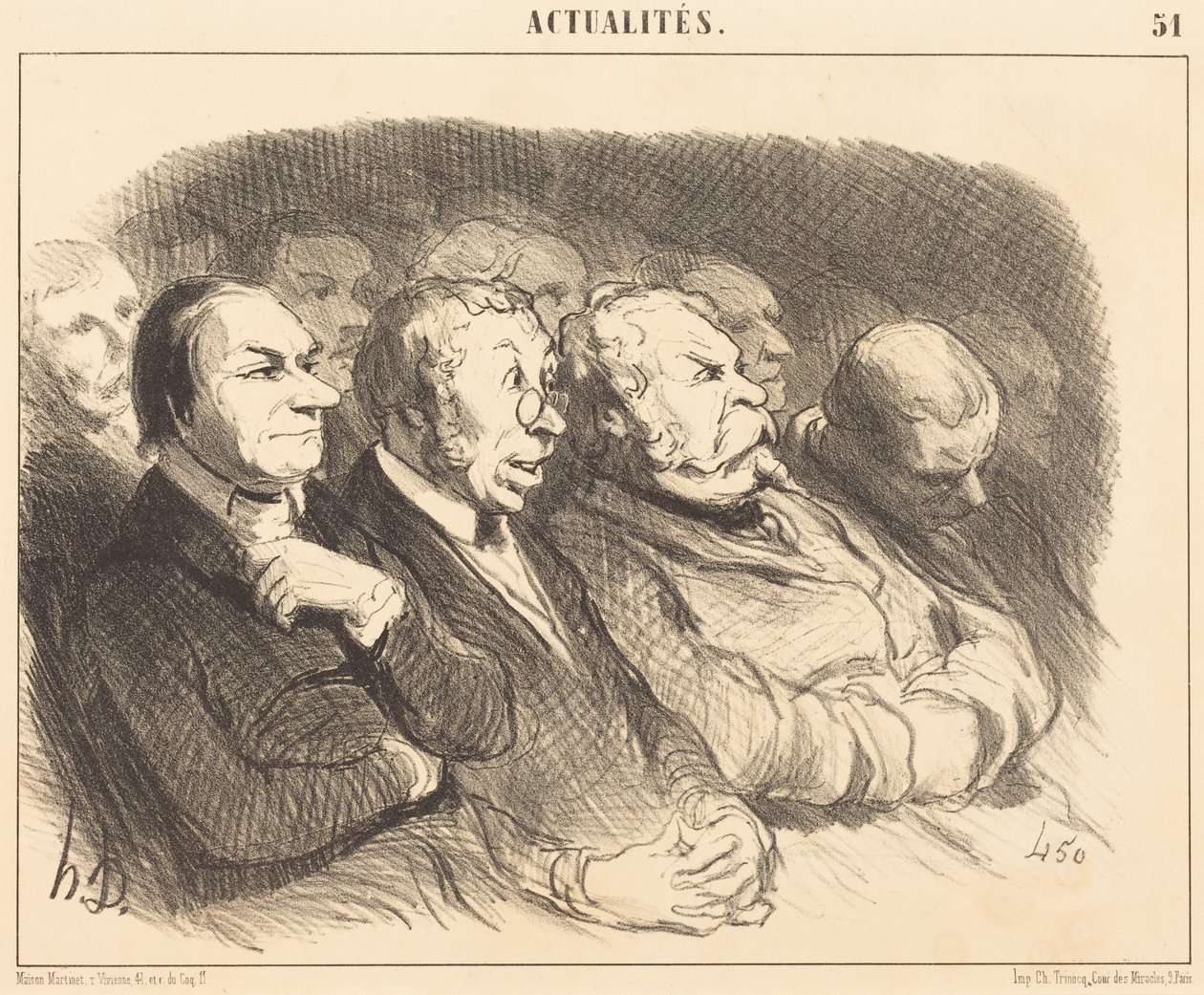 Fisionomias de espectadores da Porte Saint-Martin... de Honoré Daumier