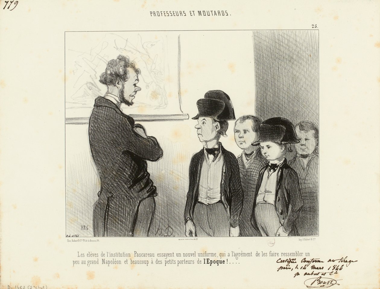 Professores e miúdos. Os alunos da instituição Pascareau experimentam um novo uniforme... 25. de Honoré Daumier