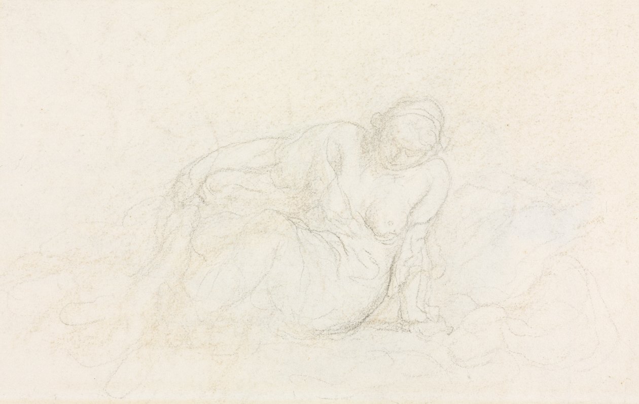 Mulher reclinada apoiada em seu braço (verso) de Honoré Daumier