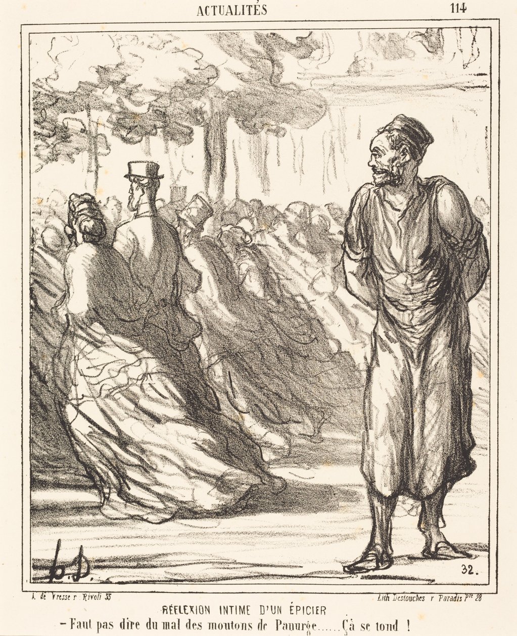 Reflexão íntima de um merceeiro de Honoré Daumier