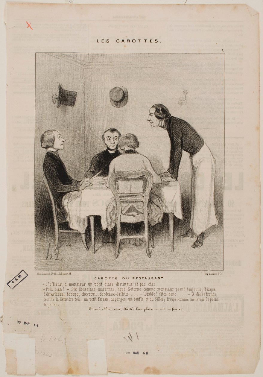 Farsa no restaurante de Honoré Daumier