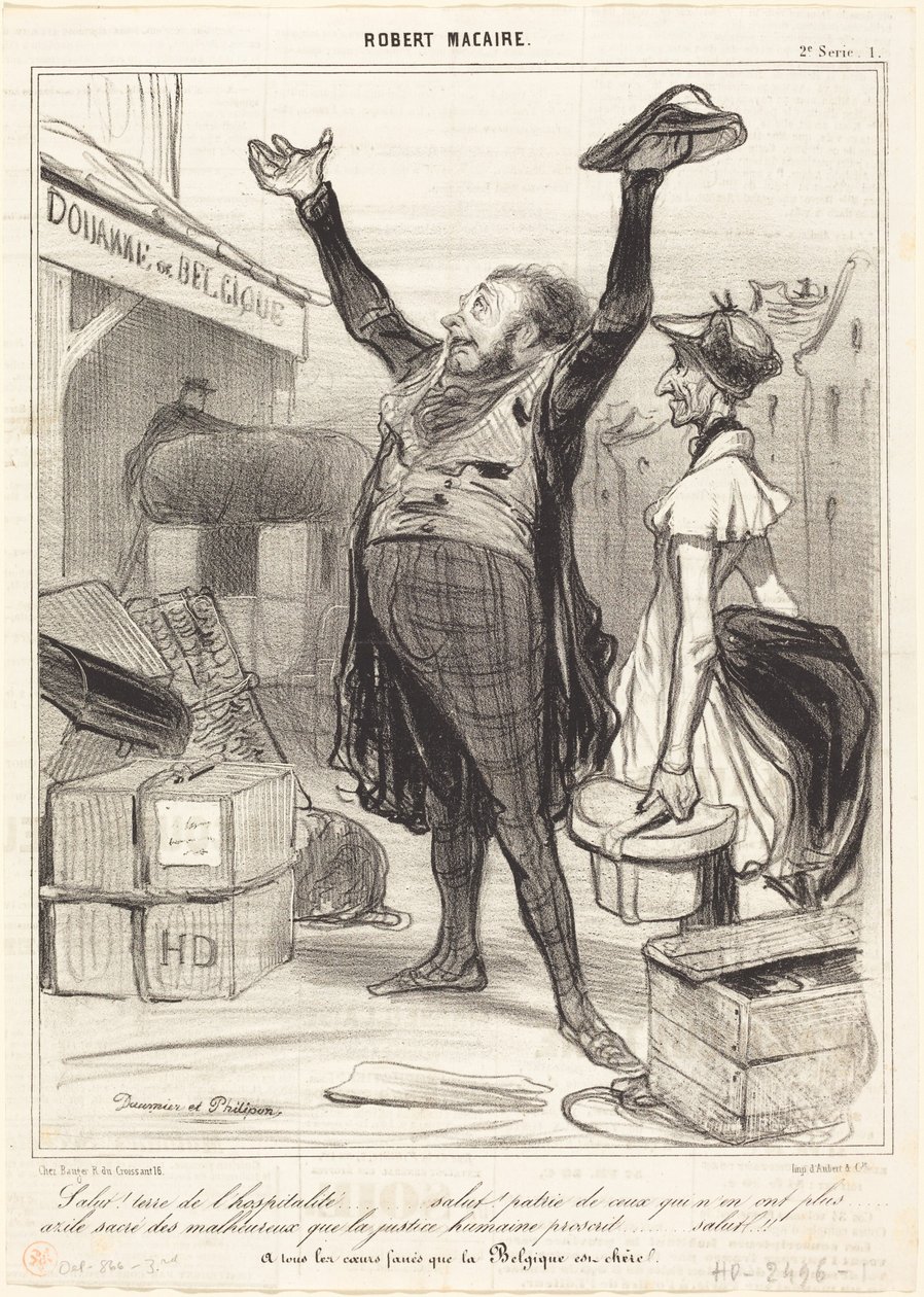 Saudações! Terra da hospitalidade... de Honoré Daumier