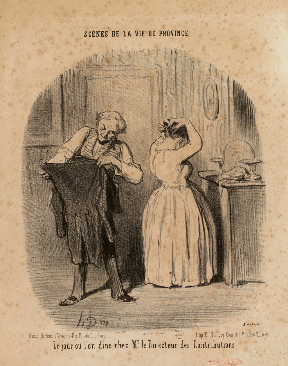 Cenas da vida provinciana. O dia em que se janta em casa do senhor Diretor ... de Honoré Daumier