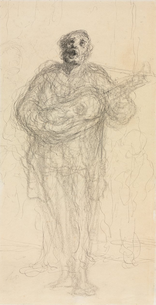 Guitarrista Cantor (reto) de Honoré Daumier