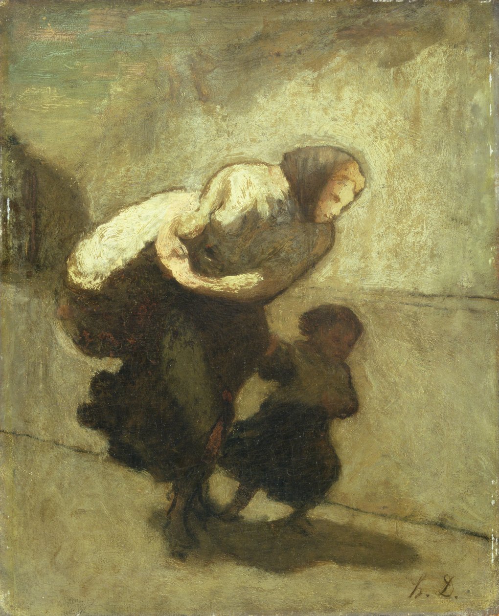 O fardo pesado (óleo sobre painel) de Honoré Daumier