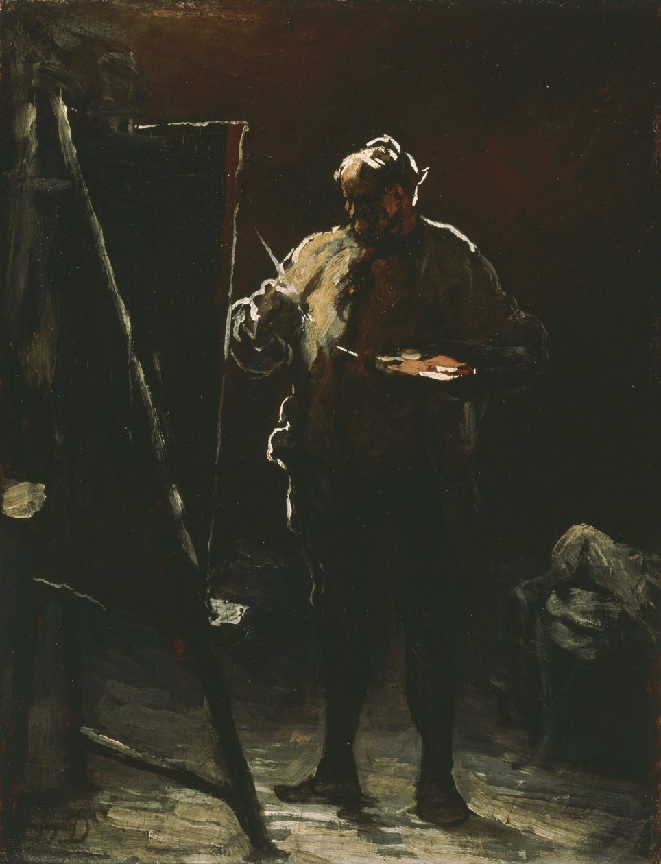 O pintor diante do seu cavalete de Honoré Daumier