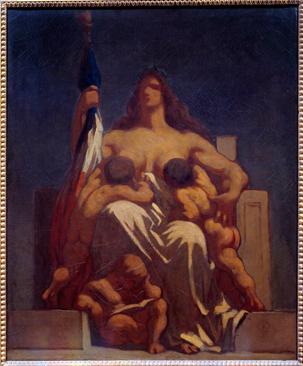 A Republique Allegorie de France a amamentar os seus filhos. Esboço de Honore Daumier (1808-1879) 1848 Sol. 0,73x0,60 m Paris, musee d