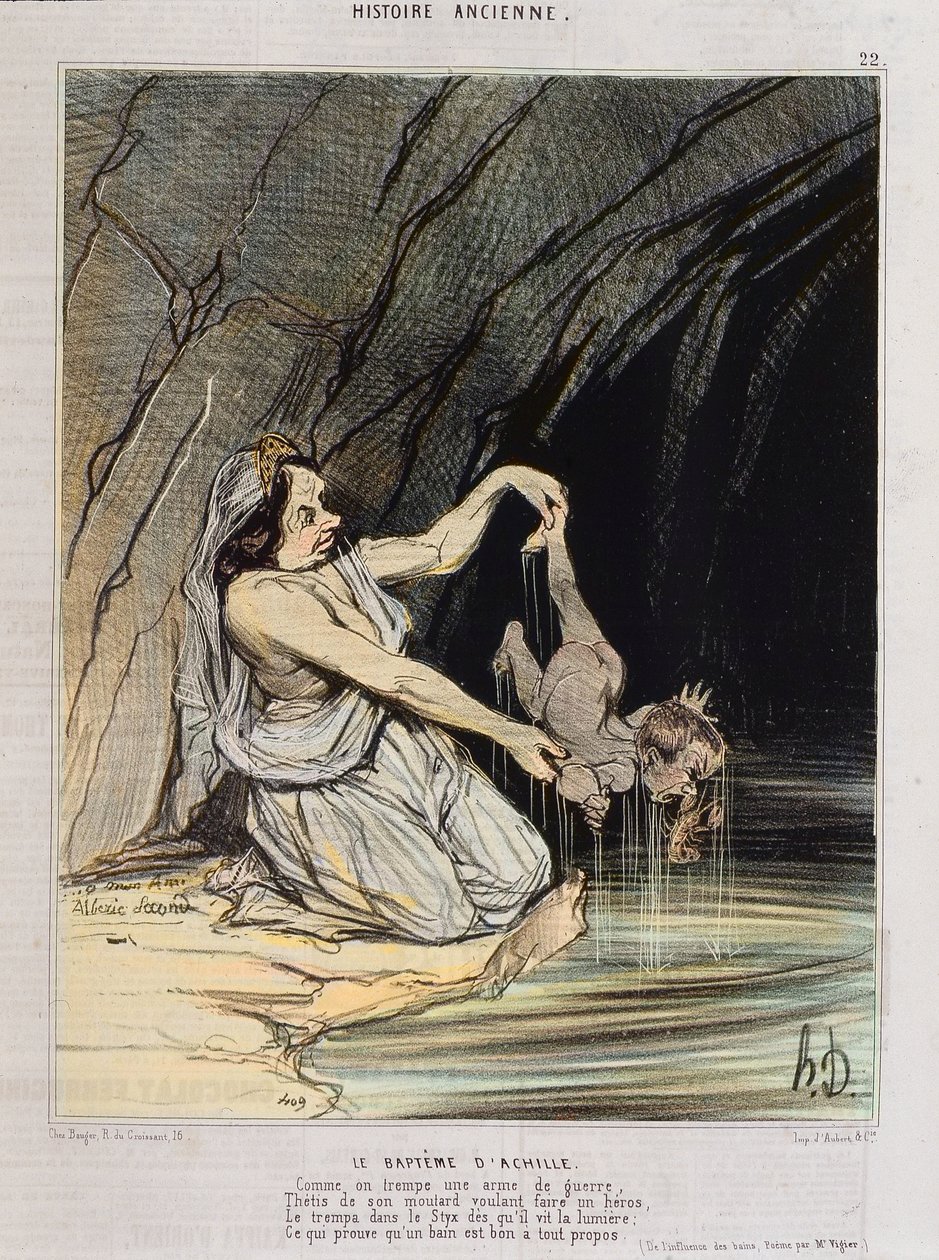 O batismo de Aquiles - em "Charivari "v.1840 - Honore Daumier de Honoré Daumier