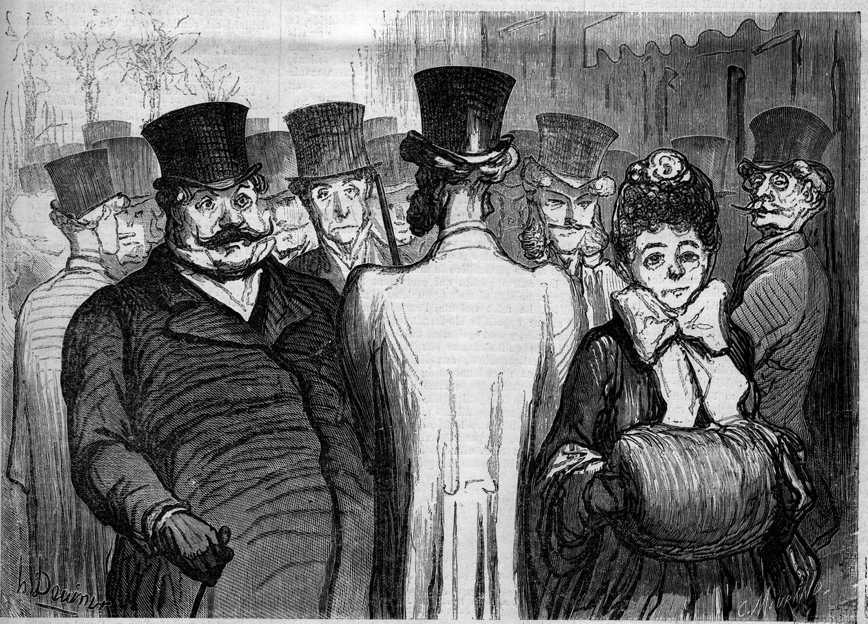 A avenida dos italianos. Cartoon de Honore Daumier (1808-1879). Gravura em "Le Monde Illustré" n°252 de 8 de fevereiro de Honoré Daumier