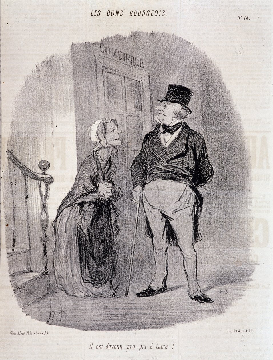 O bom burguês: "Ele tornou-se pro-prie-taire!" - por Honore Daumier, em "Le Charivari" du 06/10/1846 de Honoré Daumier