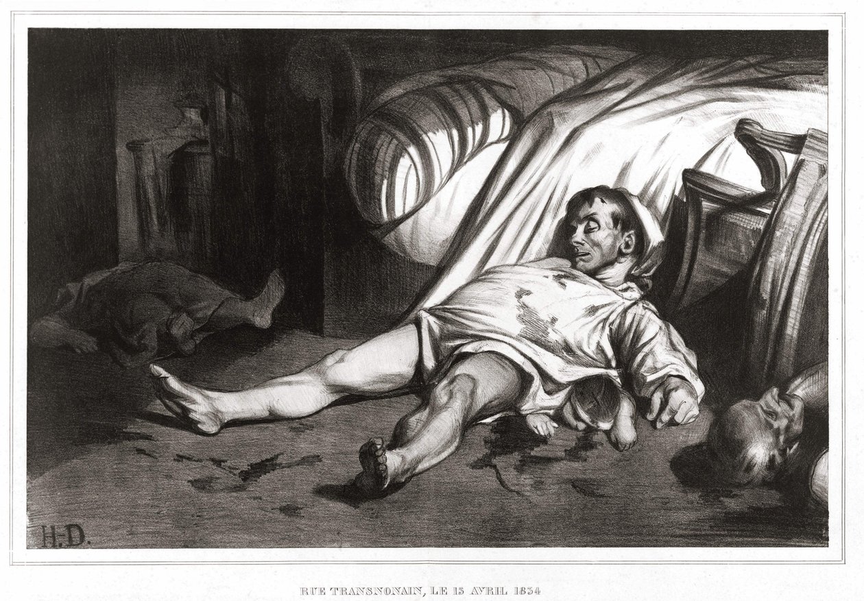 O massacre da rue Transnonain em 14/04/1834 (litografia) 1837 de Honoré Daumier