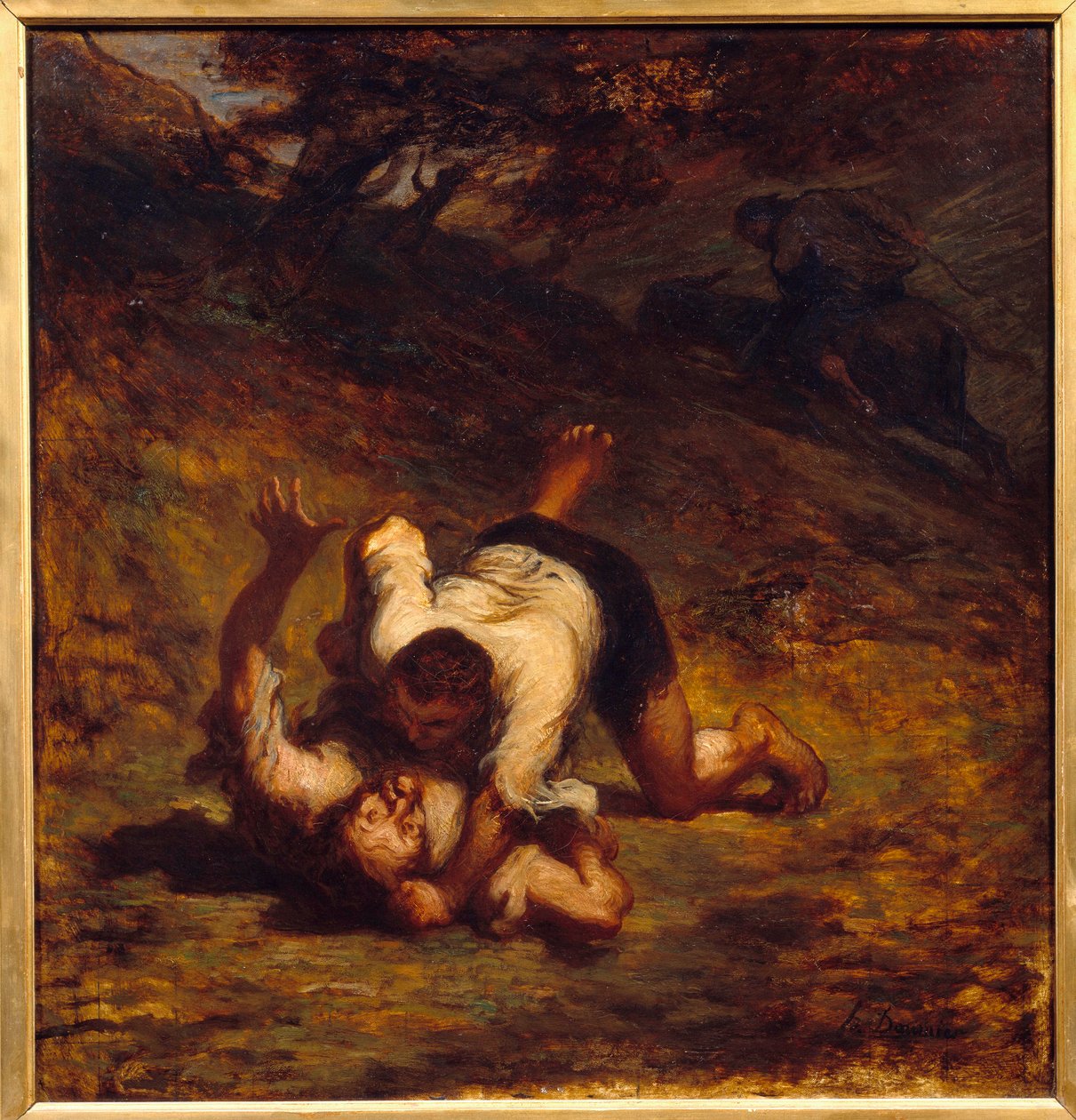 Ladrões e burros. Ilustração da fábula de Jean de La Fonatine. Pintura de Honore Daumier (1808 - 1879) de Honoré Daumier