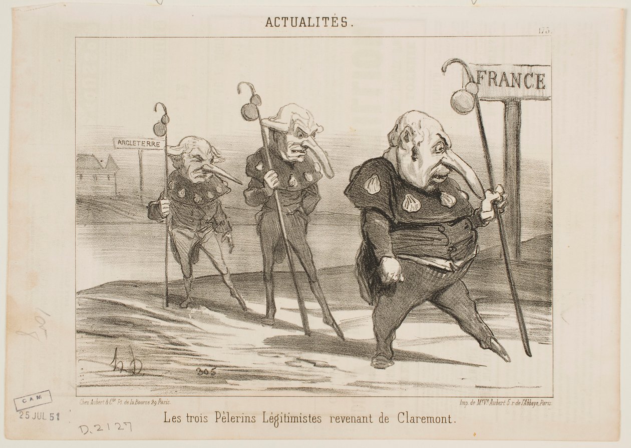 Três peregrinos legitimistas regressando de Claremont. de Honoré Daumier