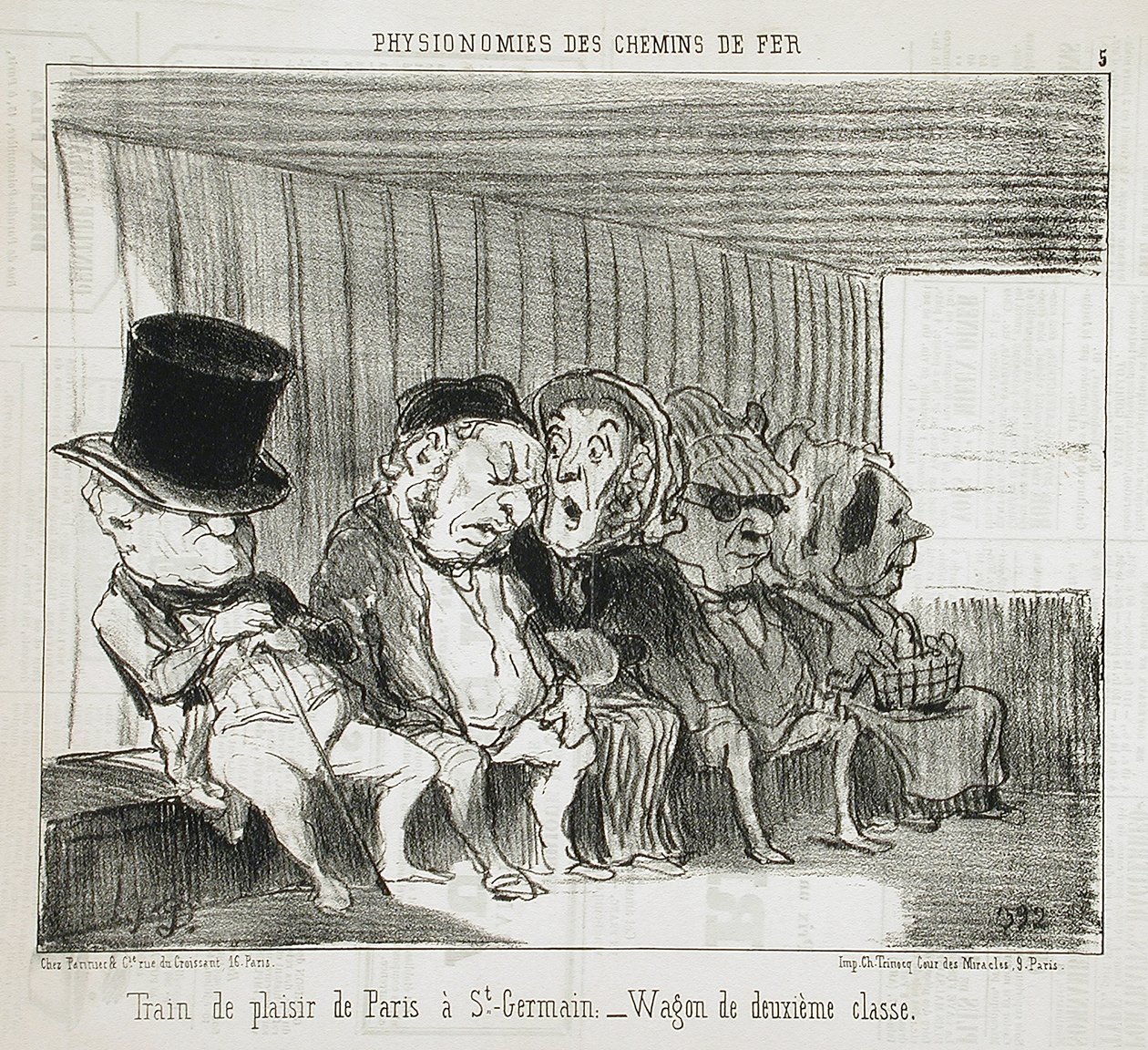 Comboio de recreio de Paris a Saint-Germain... de Honoré Daumier