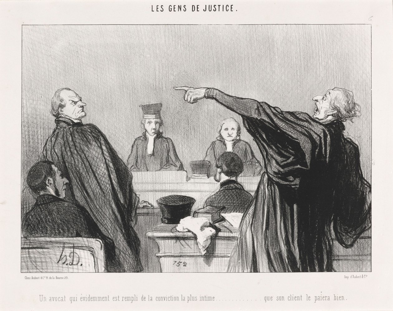 Um advogado que está... cheio da convicção íntima... de Honoré Daumier