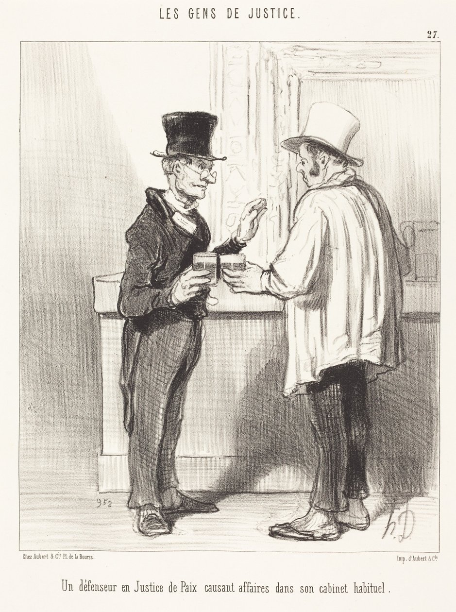 Um defensor ... conversando ... no seu gabinete habitual de Honoré Daumier