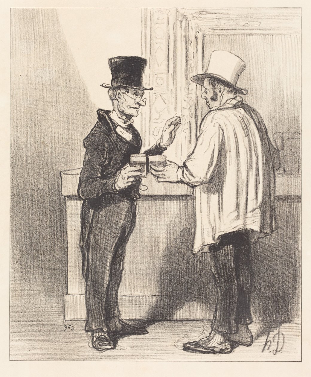 Um defensor... conversando... no seu gabinete habitual de Honoré Daumier