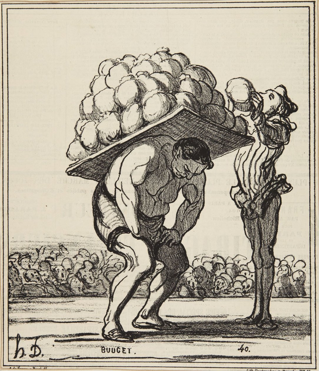 «Um Hércules que empurra para dentro os da festa de São Cloud» de Honoré Daumier