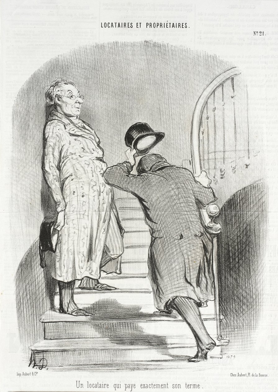 Um inquilino que paga pontualmente a sua renda de Honoré Daumier