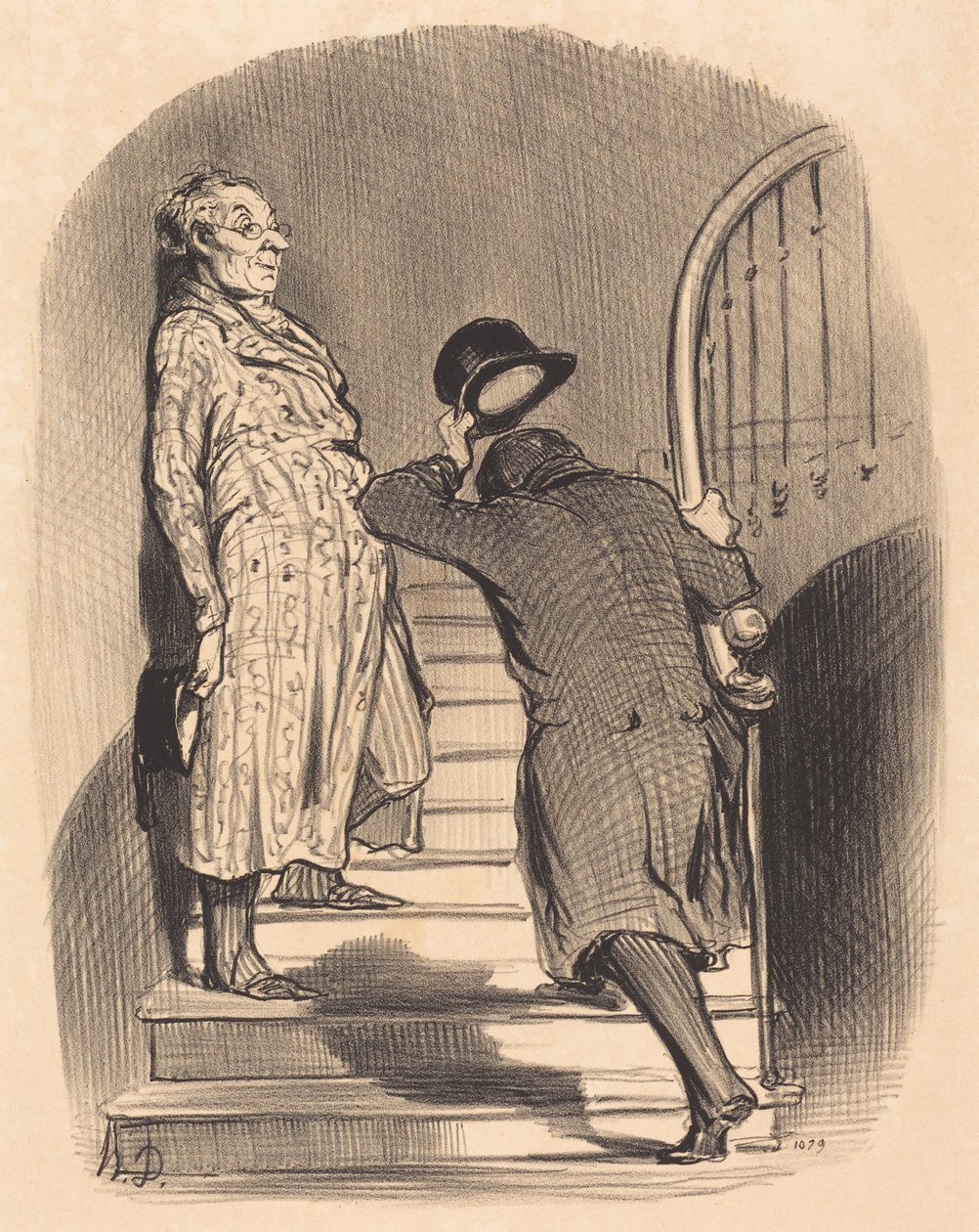 Um inquilino que paga pontualmente a sua renda de Honoré Daumier