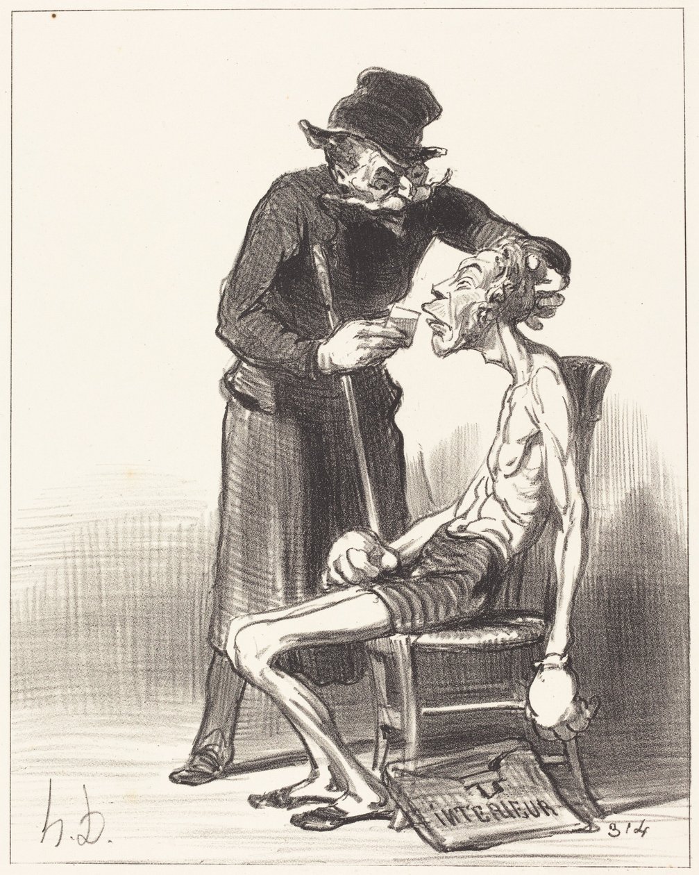 Um lutador infeliz de Honoré Daumier