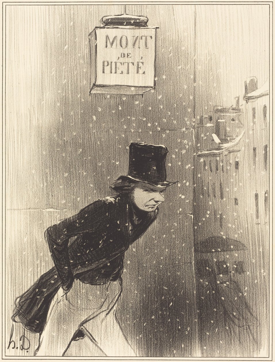 Um cavalheiro abaixo dos seus negócios de Honoré Daumier