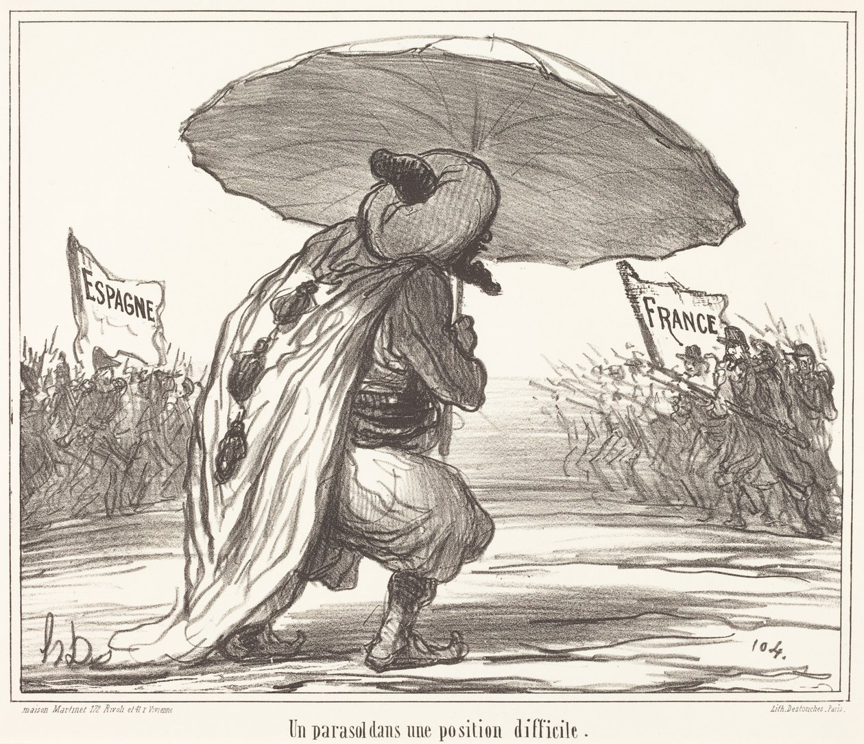 Um guarda-sol numa posição difícil de Honoré Daumier
