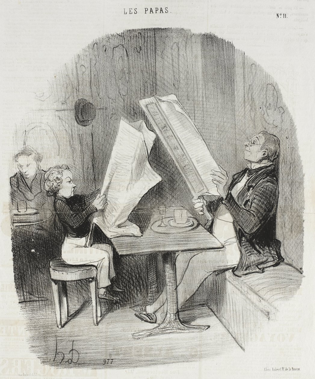 Uma criança que se diverte com pouco. Le Constitutionnel basta-lhe para toda a noite de Honoré Daumier