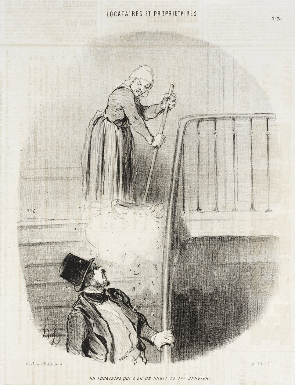 Um inquilino que se esqueceu de algo em 1 de janeiro de Honoré Daumier