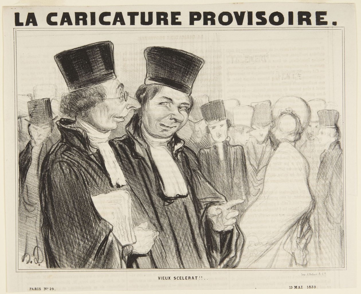 Velho patife!..., número 29 da série «Types Parisiens» de La Caricature Provisoire de Honoré Daumier
